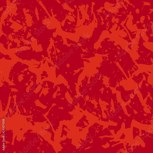 Funky abstract red paint splashes seamless pattern