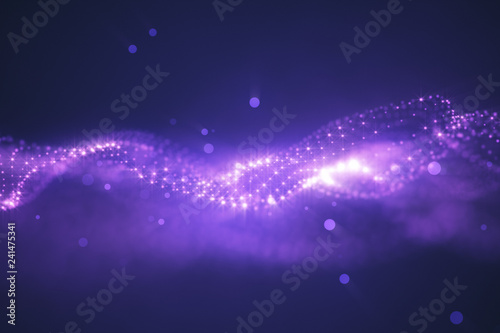 Fototapeta Naklejka Na Ścianę i Meble -  The perfect movement of the gold background. Dust of the universe with stars on a black background. Motion of abstract particles. 3d illustration