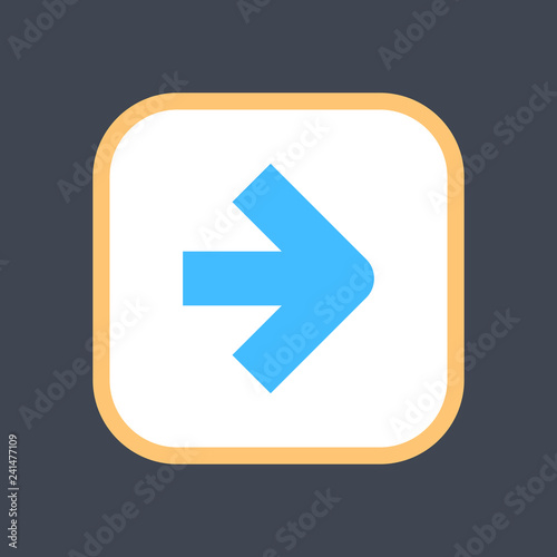 Arrow sign in a square icon. Web button is created in flat style. The design graphic element is saved as a vector illustration in the EPS file format.