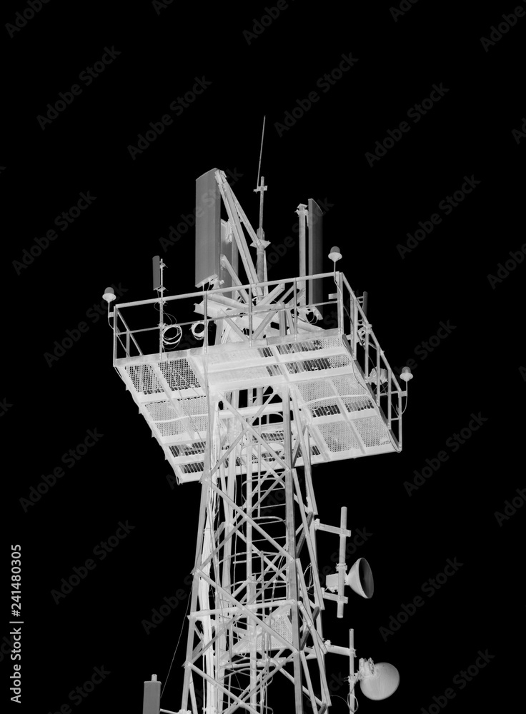Cell phone tower on a black background with inversion function