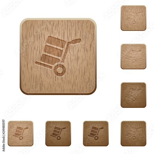 Hand truck with boxes wooden buttons photo