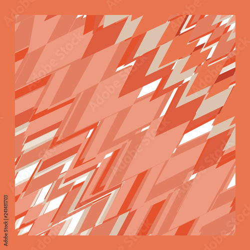 Scarf and bandanna design. Fashionable coral color. Geometric print. Vector illustration