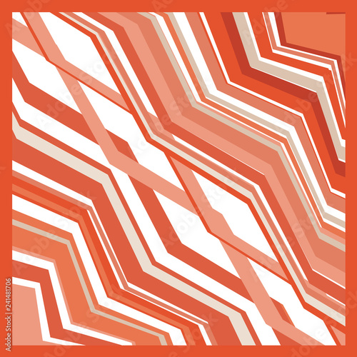 Scarf and bandanna design. Fashionable coral color. Geometric print. Vector illustration
