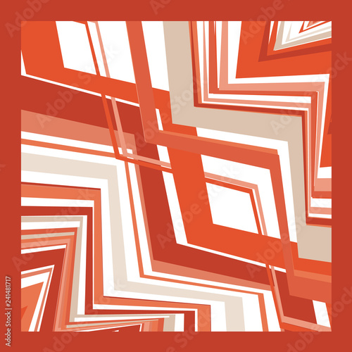 Scarf and bandanna design. Fashionable coral color. Geometric print. Vector illustration