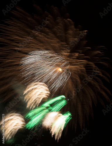 The Firework on the black Sky in the Detail