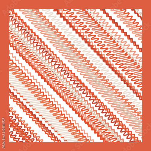 Scarf and bandanna design. Fashionable coral color. Geometric print. Vector illustration
