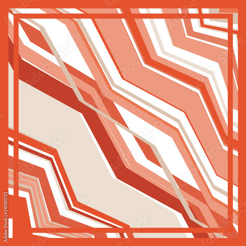 Scarf and bandanna design. Fashionable coral color. Geometric print. Vector illustration