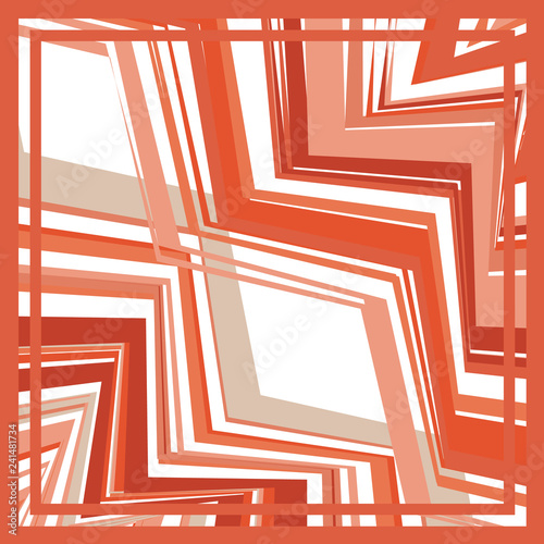Scarf and bandanna design. Fashionable coral color. Geometric print. Vector illustration
