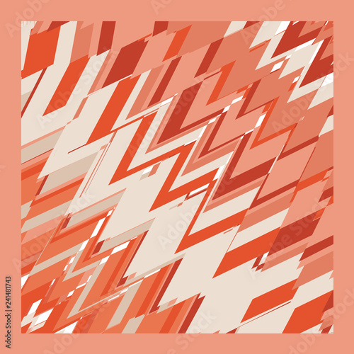 Scarf and bandanna design. Fashionable coral color. Geometric print. Vector illustration