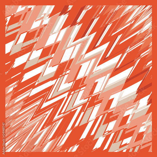 Scarf and bandanna design. Fashionable coral color. Geometric print. Vector illustration