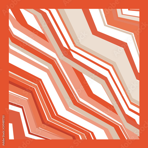 Scarf and bandanna design. Fashionable coral color. Geometric print. Vector illustration