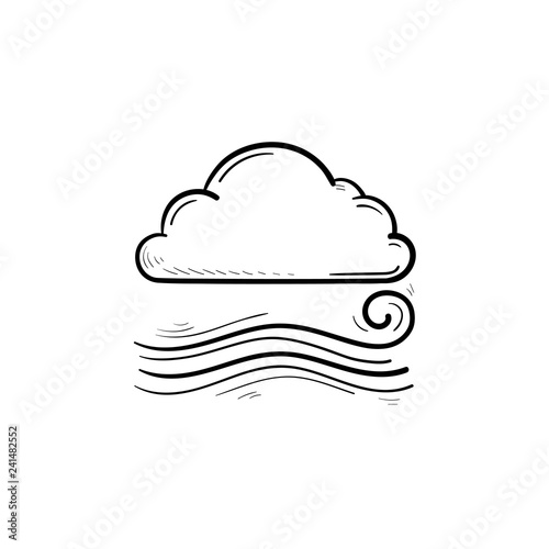 Cloudy and the wind blowing hand drawn outline doodle icon. Cool and windy weather, storm and swirl concept. Vector sketch illustration for print, web, mobile and infographics on white background.