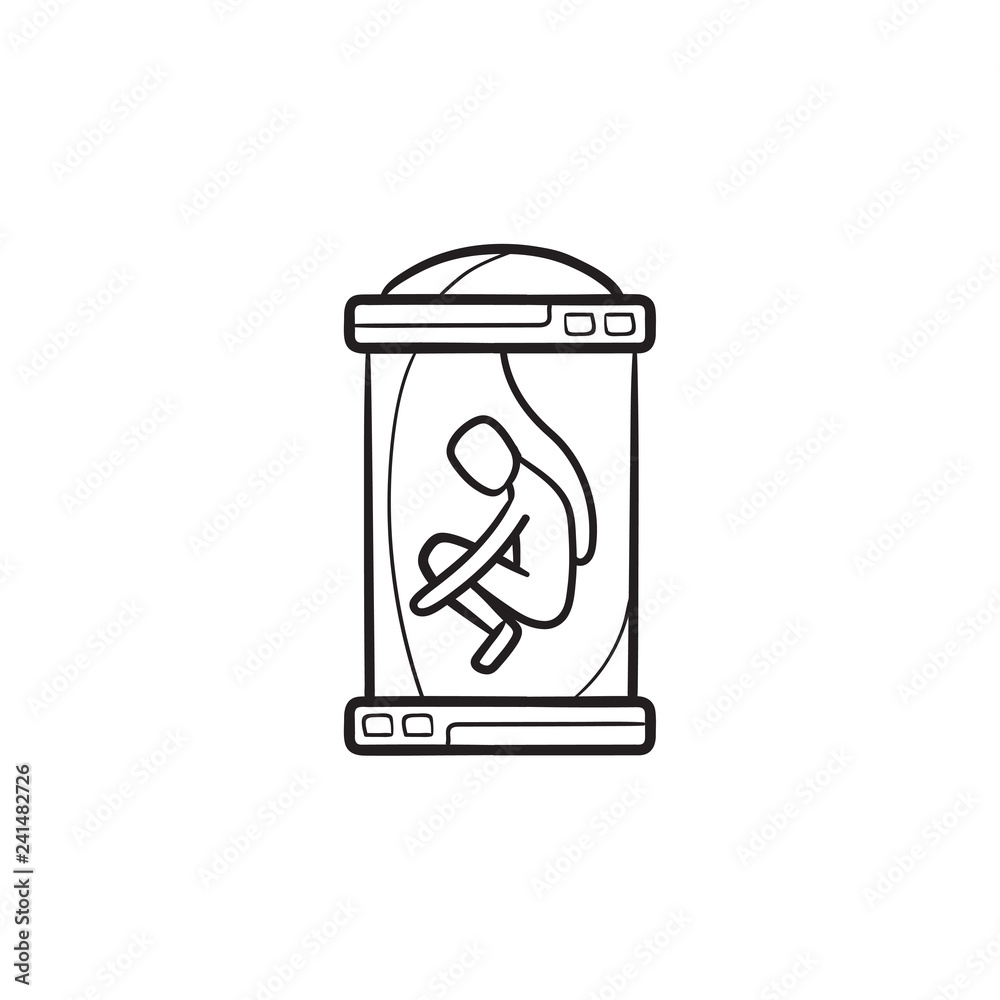 Human cloning in lab hand drawn outline doodle icon. Human genetic engineering, man cloning technology concept. Vector sketch illustration for print, web, mobile and infographics on white background. Human cloning in lab hand drawn outline doodle icon. Human genetic engineering, man cloning technology concept. Vector sketch illustration for print, web, mobile and infographics on white background.