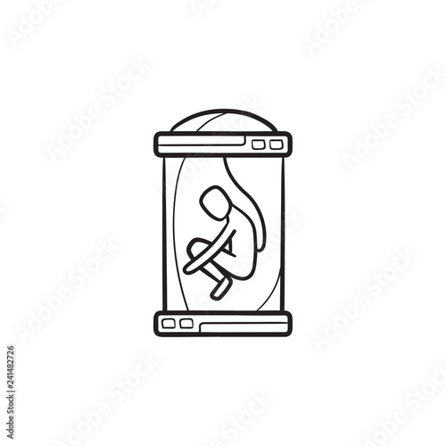 Human cloning in lab hand drawn outline doodle icon. Human genetic engineering, man cloning technology concept. Vector sketch illustration for print, web, mobile and infographics on white background.
