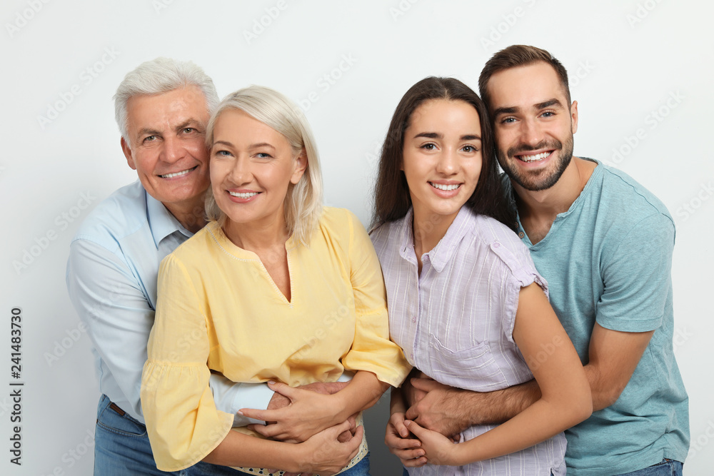 Portrait of happy family on white background Portrait of happy family on white background