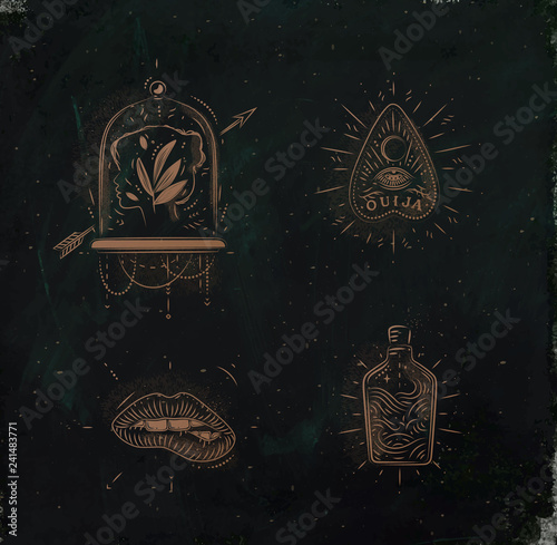 Magic and mystic signs tablet pointer green