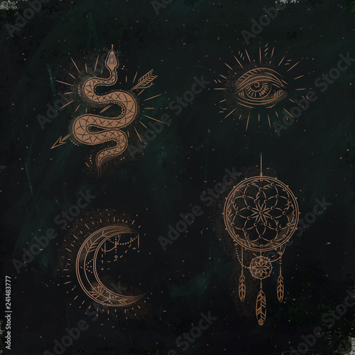 Magic and mystic signs dreamcatcher green