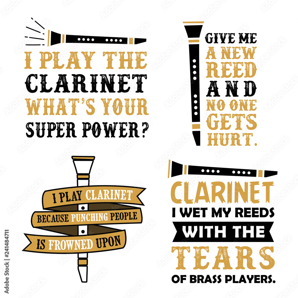 Clarinet Quotes Saying, 100 vector best for print design like t-shirt, mug,  frame and other Stock Vector | Adobe Stock