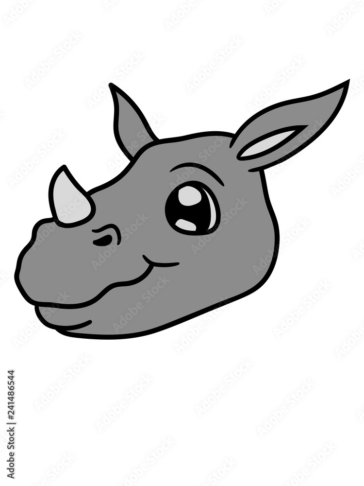 gesicht kopf kind baby klein junges süß niedlich rhino retten überleben aussterben bedroht dickhäuter nashorn horn einhorn comic cartoon clipart logo design