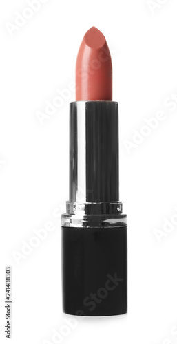 Bright lipstick on white background. Professional makeup product