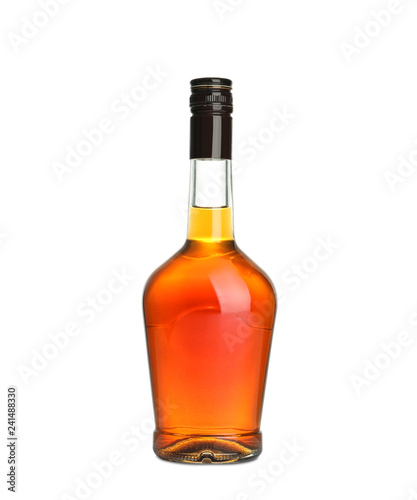 Bottle of scotch whiskey on white background