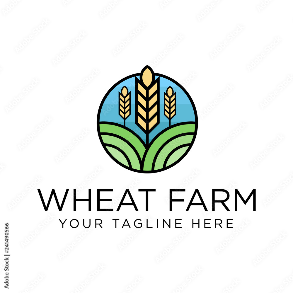 Wheat Farm Logo concept. Creative Minimal design template. Symbol for Corporate Business Identity. Creative Vector element