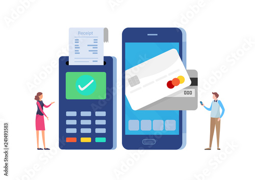 Online payment with mobile banking application and Paid via credit card. © ontsunan