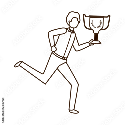 businessman with trophy avatar character