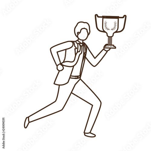 businessman with trophy avatar character