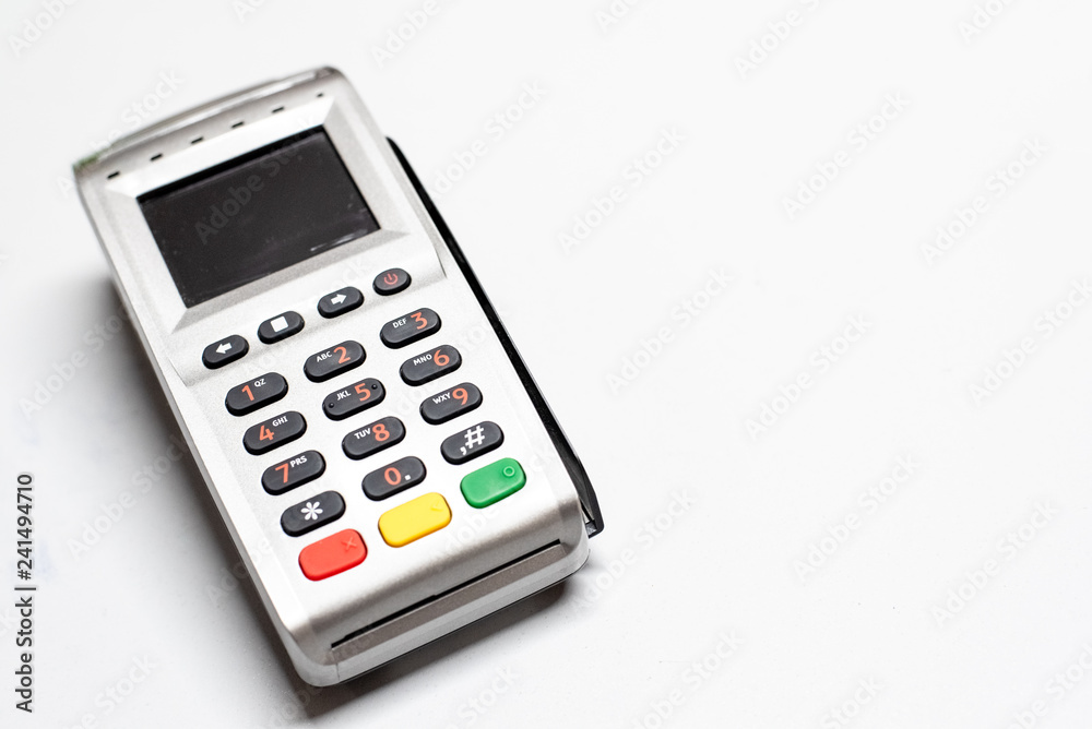 Dataphone, card reader to charge purchases, isolating on white background. Dataphone, card reader to charge purchases, isolating on white background.