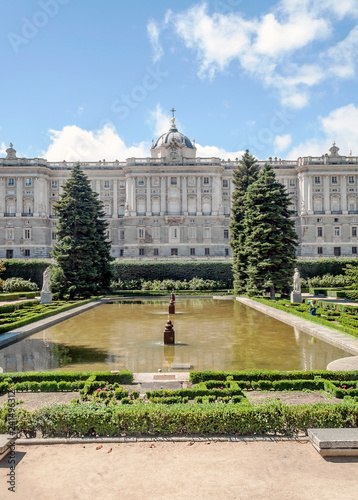 Royal palace in Madrid in neoclassical style on a sunny day