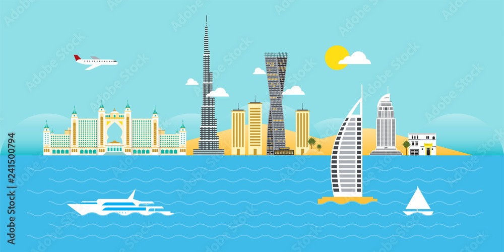 Fototapeta premium Dubai Skyline Flat Design