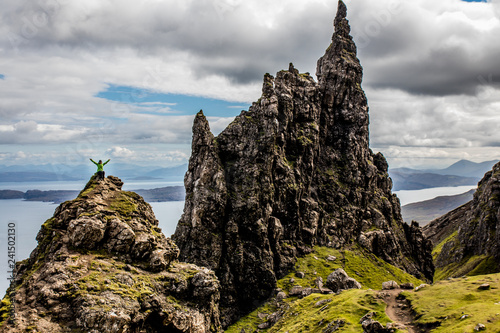 Arms up at Old Man Storr