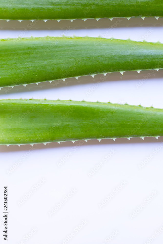 Aloe vera fresh leaves on white Aloe vera fresh leaves on white