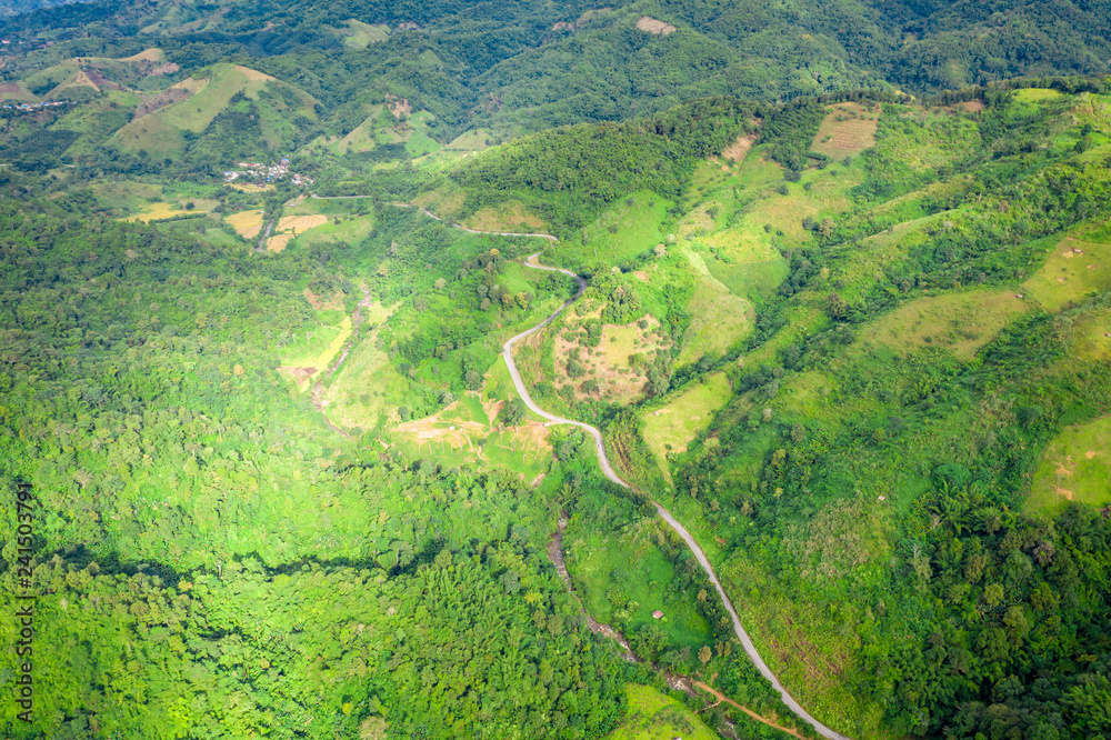 the route on the mountain connecting the city at chiang rai Thailand