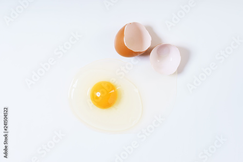 cracked egg on white background