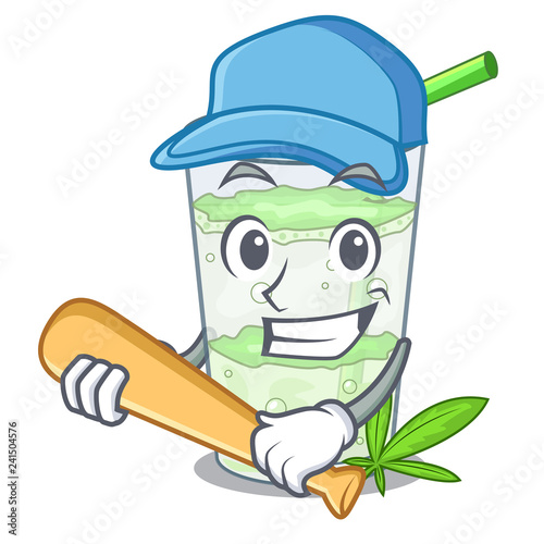 Playing baseball fresh lassi bhang in glas cartoon