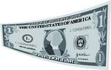 Monochrome Deformed 1 US dollar banknote