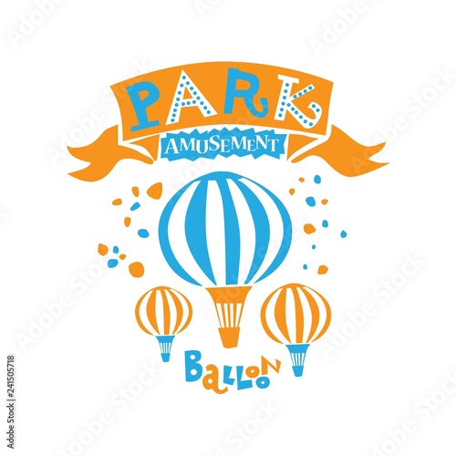 Vector illustration of amusement Park with balloons on a white background