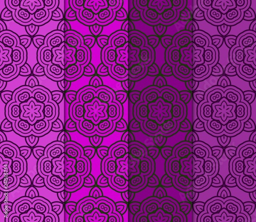 Set of Art Deco Pattern Of Geometric Elements. Seamless Pattern. Vector Illustration. Purple color