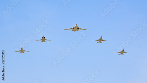 Supersonic strategic bomber-bomber Tu-160 and long-range supersonic bomber bomber with variable sweep wing Tu-22M3   © Alexander Zamaraev