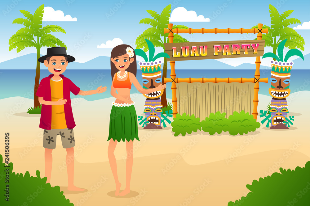 Hawaiian Luau Party Vector Illustration