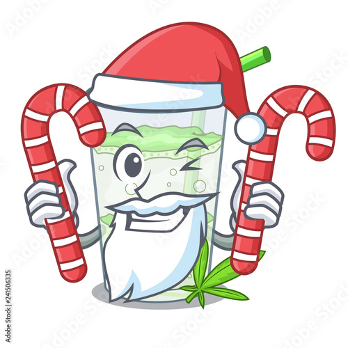 Santa with candy juice lassi bhang isolated on mascot