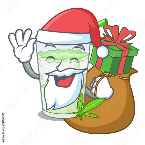 Santa with gift juice lassi bhang isolated on mascot