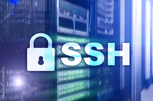 SSH, Secure Shell protocol and software. Data protection, internet and telecommunication concept. photo