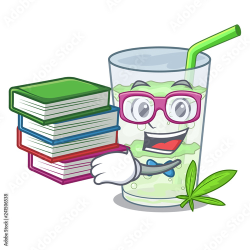 Student with book juice lassi bhang isolated on mascot