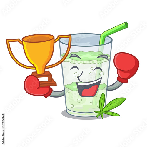 Boxing winner juice lassi bhang isolated on mascot