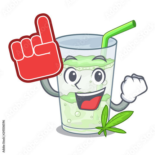 Foam finger juice lassi bhang isolated on mascot