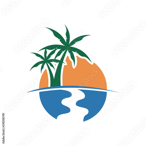 Palm Tree Sunset View Illustration Design