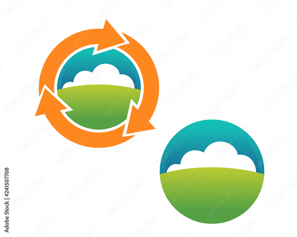 Cloud land arrow circle logo template Cloud land arrow circle logo template